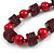 Cherry Red/ Burgundy Red Wood Button & Bead Chunky Necklace - 60cm Long - view 4