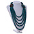 Layered Multistrand Teal Wood Bead Black Cord Necklace - 100cm L - view 2