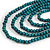 Layered Multistrand Teal Wood Bead Black Cord Necklace - 100cm L - view 3