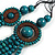 Layered Multistrand Teal Wood Bead Black Cord Necklace - 100cm L - view 4