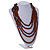 Layered Multistrand Brown Wood Bead Black Cord Necklace - 100cm L - view 2