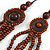 Layered Multistrand Brown Wood Bead Black Cord Necklace - 100cm L - view 4