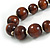 Dark Brown Wooden Bead Necklace - 80cm Length - view 4