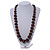 Dark Brown Wooden Bead Necklace - 80cm Length - view 3