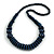 Dark Blue Wood Bead Necklace - 70m Long