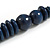 Dark Blue Wood Bead Necklace - 70m Long - view 5