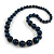 Dark Blue Graduated Wooden Bead Necklace - 70cm Long - view 4