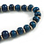 Dark Blue Graduated Wooden Bead Necklace - 70cm Long - view 6