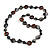 Black Shell, Brown Wood Ring and Black Glass Beads Necklace - 80cm Long - view 3