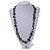 Black Shell, Brown Wood Ring and Black Glass Beads Necklace - 80cm Long - view 2