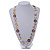 Antique White Shell, Brown Wood Ring and White Glass Beads Necklace - 80cm Long - view 2