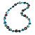 Teal Blue Shell, Brown Wood Ring and Light Blue Glass Beads Necklace - 80cm Long - view 4