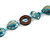 Teal Blue Shell, Brown Wood Ring and Light Blue Glass Beads Necklace - 80cm Long - view 3