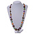Multicoloured Shell, Brown Wood Ring and Glass Beads Necklace - 80cm Long - view 2