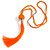 Orange Glass Bead Cotton Tassel Necklace - 72cm L/ 14cm Tassel - view 6