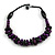 Purple/ Black Chunky Wood Bead Cotton Cord Necklace - 48cm Long - view 3