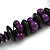 Purple/ Black Chunky Wood Bead Cotton Cord Necklace - 48cm Long - view 4