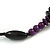 Purple/ Black Chunky Wood Bead Cotton Cord Necklace - 48cm Long - view 5