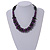 Purple/ Black Chunky Wood Bead Cotton Cord Necklace - 48cm Long - view 2