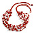 Red Wood Beaded Cotton Cord Necklace - 80cm Length - view 3