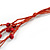 Red Wood Beaded Cotton Cord Necklace - 80cm Length - view 6