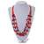 Red Wood Beaded Cotton Cord Necklace - 80cm Length - view 2