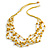 Multistrand Yellow Wood Beaded Cotton Cord Necklace - 80cm Length - view 4