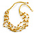 Multistrand Yellow Wood Beaded Cotton Cord Necklace - 80cm Length