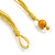 Multistrand Yellow Wood Beaded Cotton Cord Necklace - 80cm Length - view 6