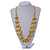 Multistrand Yellow Wood Beaded Cotton Cord Necklace - 80cm Length - view 2