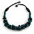 Teal/ Black Chunky Wood Bead Cotton Cord Necklace - 48cm Long