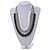 4 Strand Layered Resin Bead Cord Necklace In Black/ Grey/ White - 66cm  L - view 2