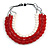 4 Strand Layered Resin Bead Black Cord Necklace In Red/ White - 66cm L - view 3