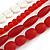 4 Strand Layered Resin Bead Black Cord Necklace In Red/ White - 66cm L - view 4