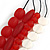 4 Strand Layered Resin Bead Black Cord Necklace In Red/ White - 66cm L - view 5