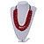 4 Strand Layered Resin Bead Black Cord Necklace In Red/ White - 66cm L - view 2