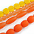 4 Strand Layered Resin Bead Black Cord Necklace In Orange/ Yellow - 66cm L - view 4