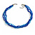 Blue Glass Multistrand Twisted Necklace - 45cm L/ 7cm Ext - view 4