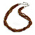 Brown/ Bronze Glass Multistrand Twisted Necklace - 45cm L/ 7cm Ext - view 4
