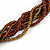 Brown/ Bronze Glass Multistrand Twisted Necklace - 45cm L/ 7cm Ext - view 3