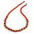 Orange Wood Bead with Silver Tone Wire Element Necklace - 66cm Length - view 3
