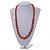 Orange Wood Bead with Silver Tone Wire Element Necklace - 66cm Length - view 2