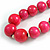 Deep Pink Wood Bead Necklace - 48cm L/ 3cm Ext - view 4