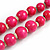 Deep Pink Wood Bead Necklace - 48cm L/ 3cm Ext - view 5