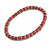 Red Acrylic Bead and Metal Ring Stretch Necklace In Silver Tone - 38cm L - view 4