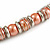 Peach Orange Acrylic Bead and Metal Ring Stretch Necklace In Silver Tone - 38cm L - view 3
