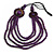 Layered Multistrand Purple Wood Bead Black Cord Necklace - 100cm L - view 3