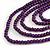 Layered Multistrand Purple Wood Bead Black Cord Necklace - 100cm L - view 4