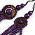 Layered Multistrand Purple Wood Bead Black Cord Necklace - 100cm L - view 5
