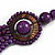 Layered Multistrand Purple Wood Bead Black Cord Necklace - 100cm L - view 6